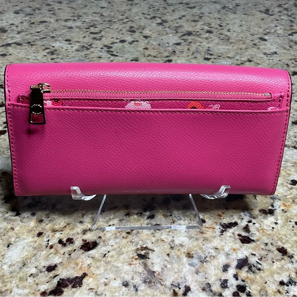 Coach Dahlia Wildflower Pop Slim Envelope Crossgrain Leather Wallet - EUC - Picture 2 of 6